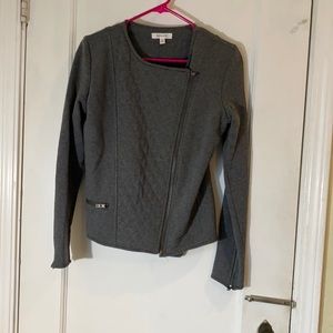 Athleta Jacket Belvedere Grey Knit Asymmetrical Zip Sweater Women's Small